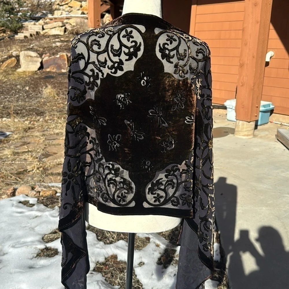 Kevin O’Brien Studio Silk Blend Velvet Burnout Butterflies Large Scarf Wrap